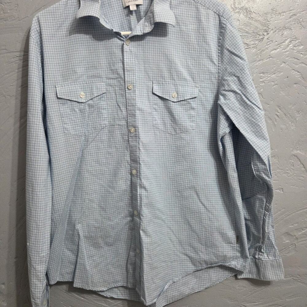 Calvin Klein Men's Long Sleeve Button Front Casual Wear Dress Shirt size L